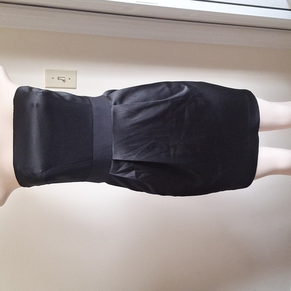 Express Mini Bodycon Strapless Satin Black Dress Size 4 - Picture 2 of 10